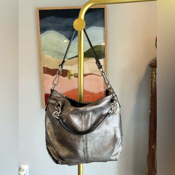 Coach Handbags - Coach Brooke Gunmetal Metallic Convertible Bag